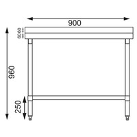 Table de travail en acier inoxydable avec dosseret 60(l)x90(h)x60(p)cm