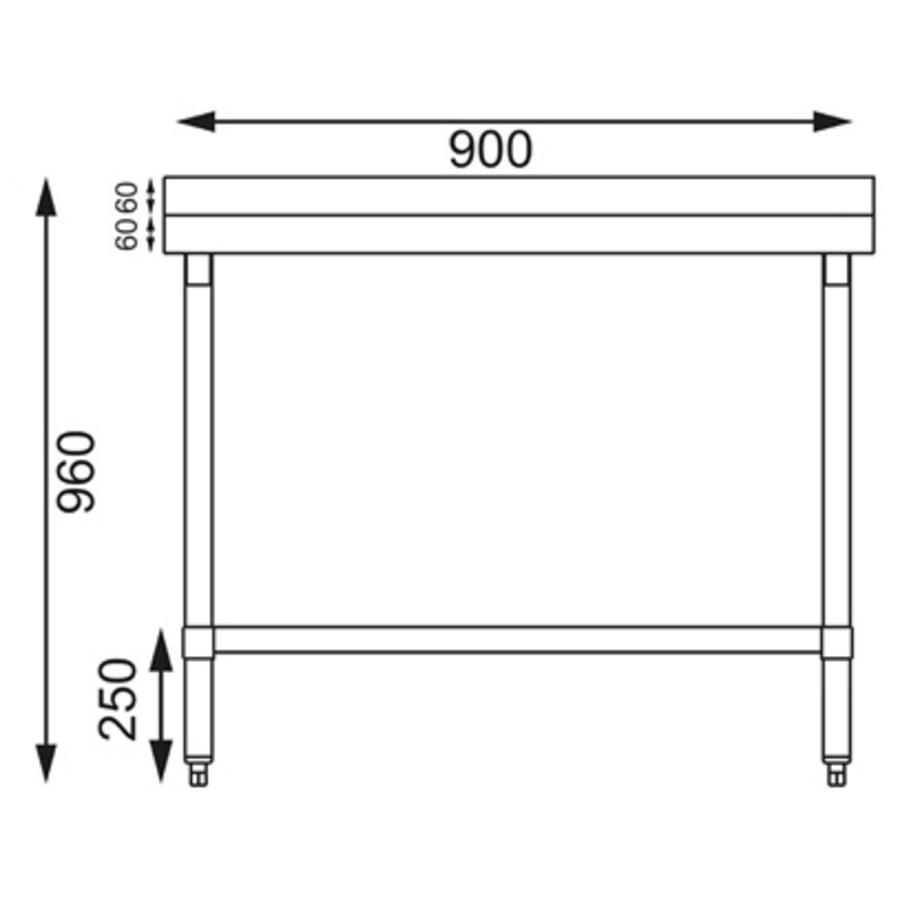 RVS werktafel met achteropstand 60(b)x90(h)x60(d)cm