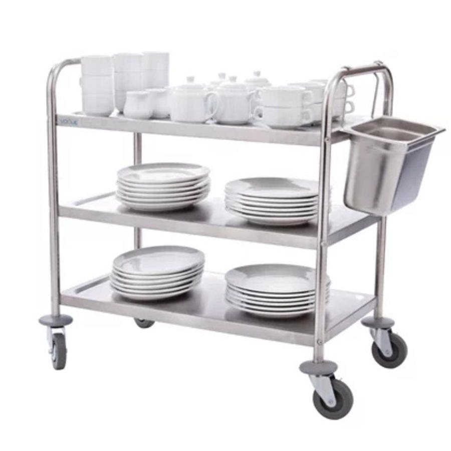 Catering Stainless Steel Serving Trolley | 3 Sheets | 93(h)x86x53cm