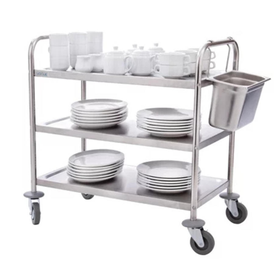 Servierwagen aus Edelstahl für das Gastgewerbe | 3 Blätter | 93(h)x86x53cm
