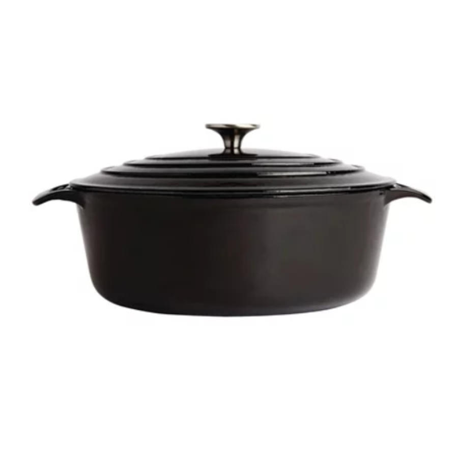 Ovale Bratpfanne, Schwarz, 5 l | 24x30cm