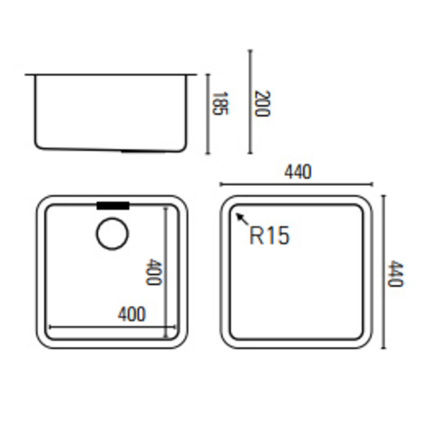 Stainless Steel Sink Square | 2 Sizes