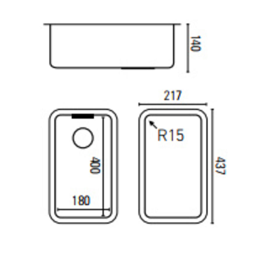 Stainless steel Sink Rectangular | 5 Formats