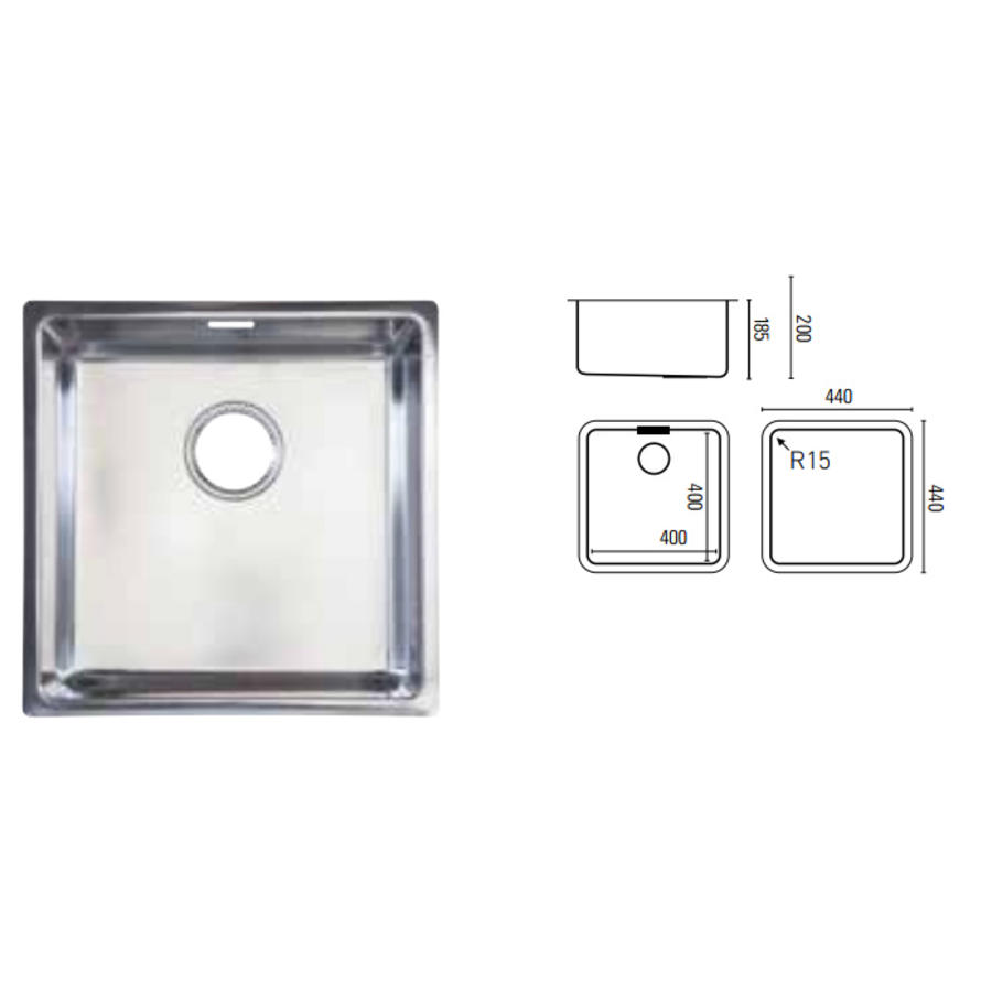 Évier rectangulaire en acier inoxydable | 5 formats