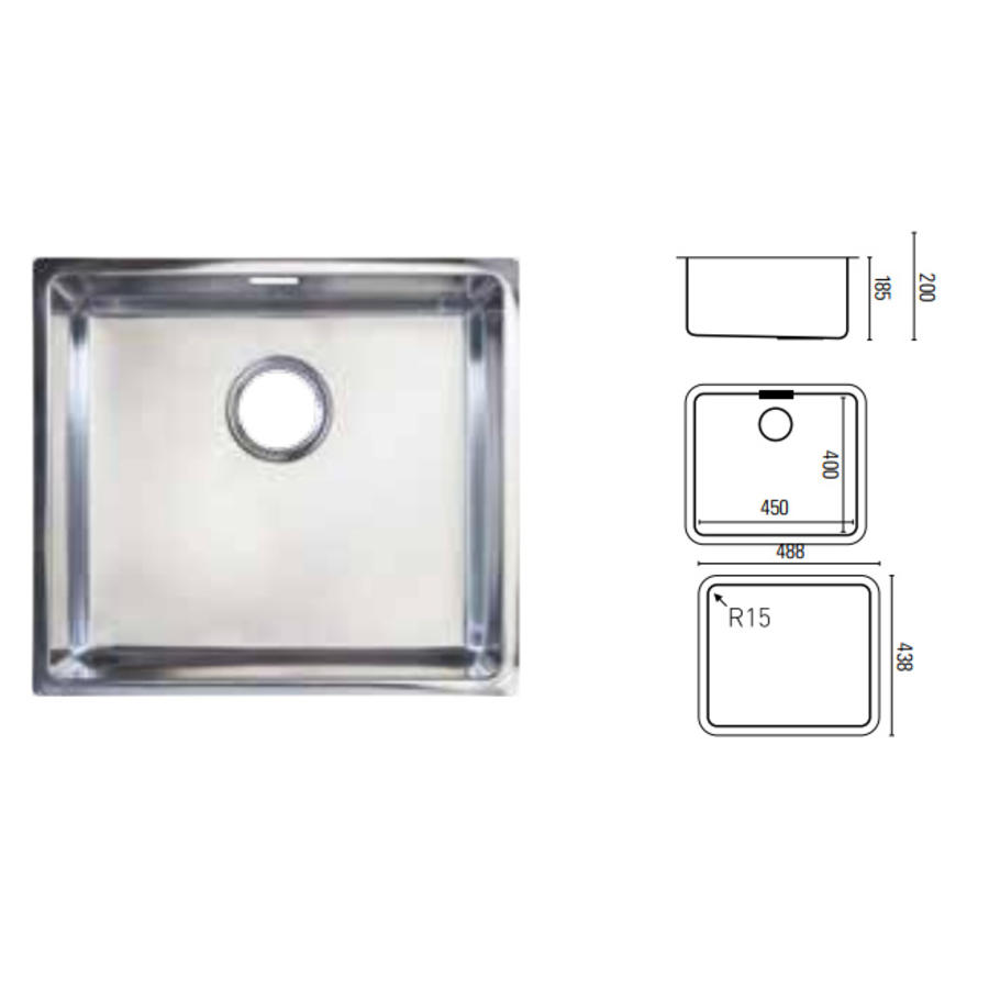 Évier rectangulaire en acier inoxydable | 5 formats