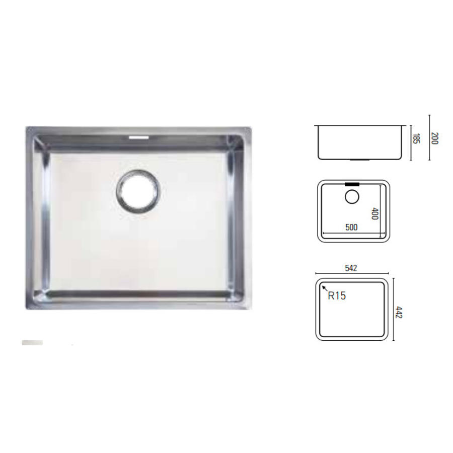 Évier rectangulaire en acier inoxydable | 5 formats