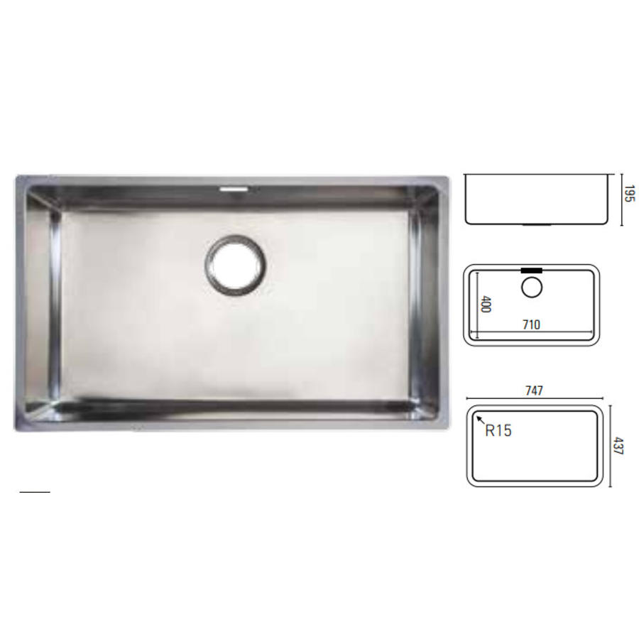 Évier rectangulaire en acier inoxydable | 5 formats