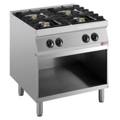  HorecaTraders Cuisinière à gaz 4 feux 5,5 kW sur placard ouvert 