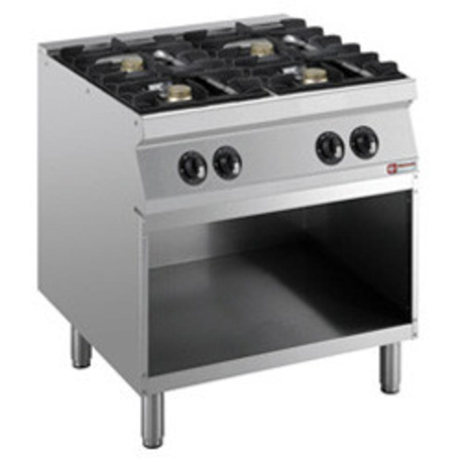Cuisinière à gaz 4 feux 5,5 kW sur placard ouvert