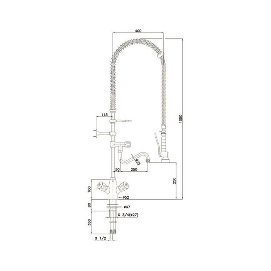 Douche de pré-rinçage à double poignée 26L