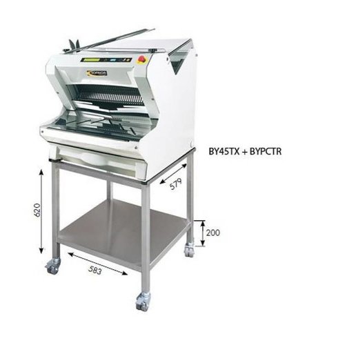  HorecaTraders Bread Slicer | White Table Model | Automatic | Bread via Top | 550W 