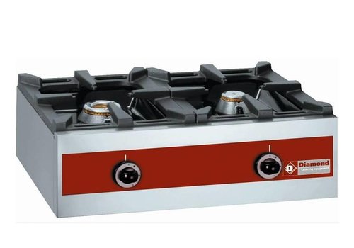  HorecaTraders Brûleur à gaz 2 brûleurs | Modèle de table | 720x480x(h)260mm 
