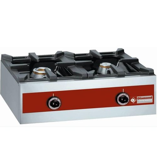  HorecaTraders Gasbrenner 2 Brenner | Tischmodell | 720 x 480 x (h) 260 mm 