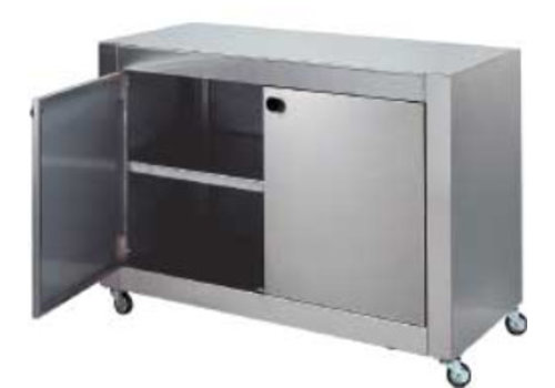 HorecaTraders Stainless steel cabinet with 2 doors and wheels 