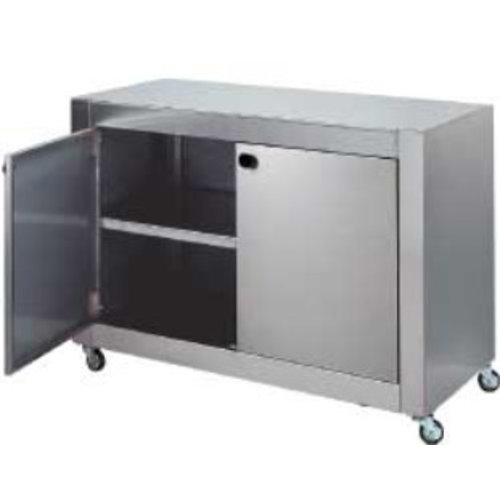  HorecaTraders Armoire en acier inoxydable avec 2 portes et roulettes 