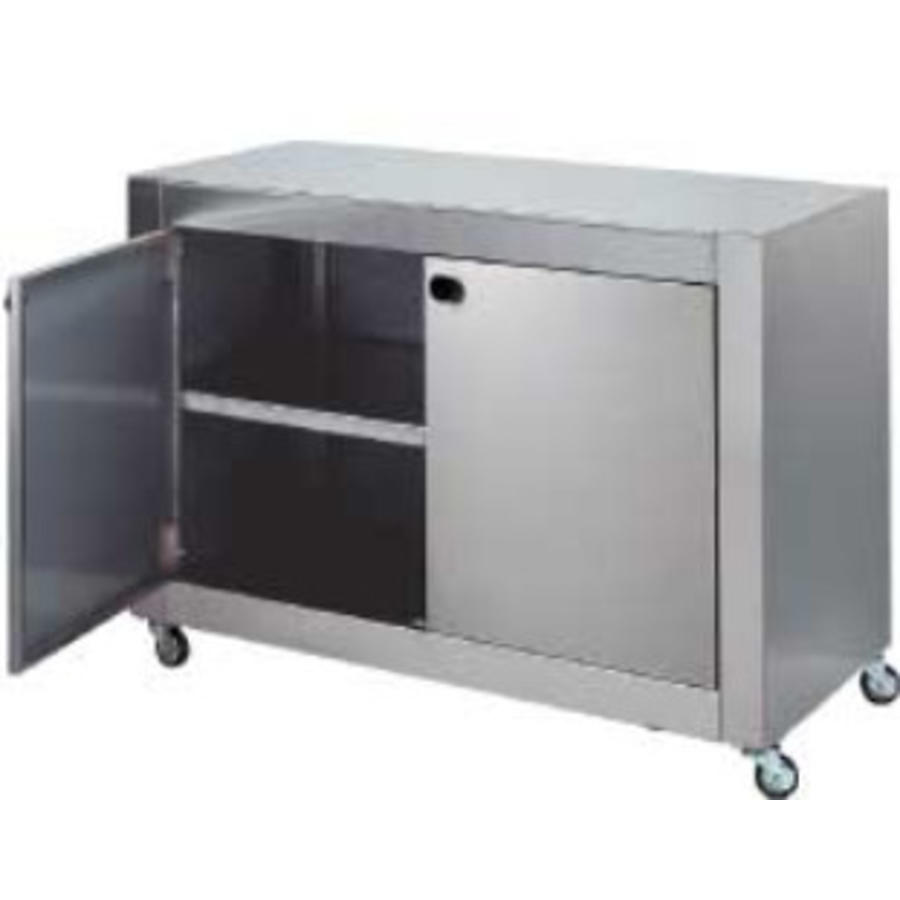 Armoire en acier inoxydable avec 2 portes et roulettes