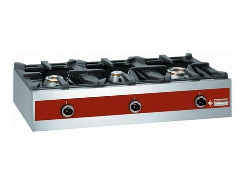  HorecaTraders Brûleur à gaz 3 brûleurs | Modèle de table | 7,2 + 5,5 + 3,2 kW | 1000x480x(h)260mm 