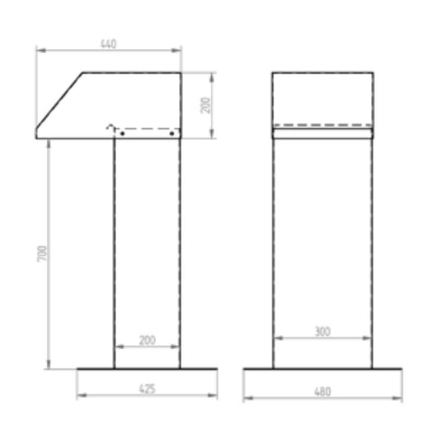 Conduit de toit | Aluminium | 30x20x90 cm | 1 sortie