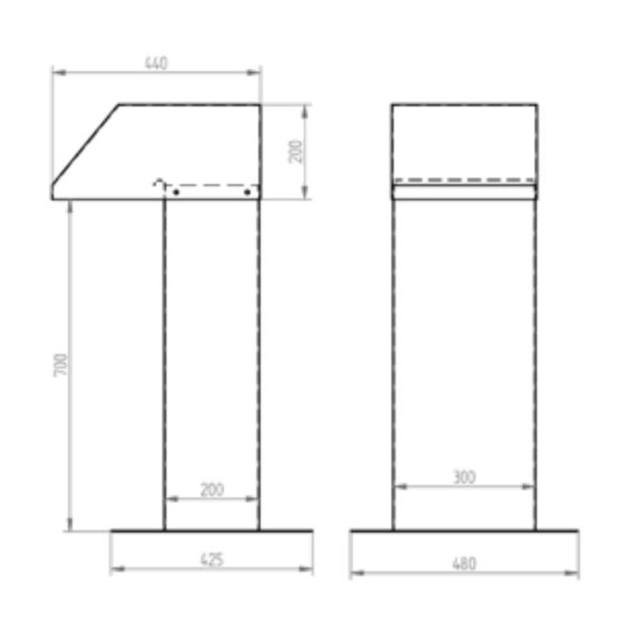 Dachdurchführung | Aluminium | 30x20x90 cm | 1 Ausgang
