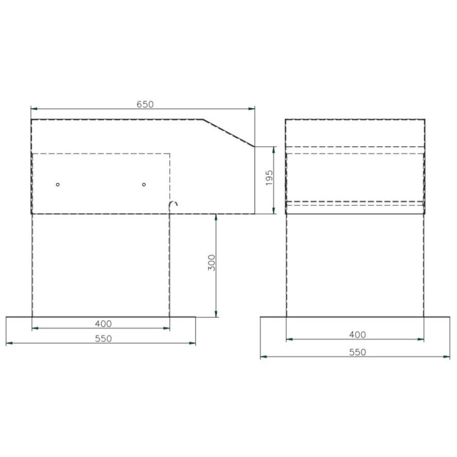 Roof terminal | Aluminum | 40x40cm | 1 passage