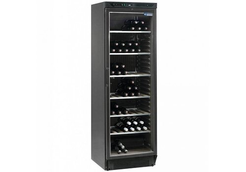  HorecaTraders Wijnkoelkast | 380 liter - Glazen deur - Zwart - 595x595x(h)1840mm 
