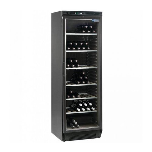  HorecaTraders Wine fridge | 380 liters - Glass door - Black - 595x595x (h) 1840mm 