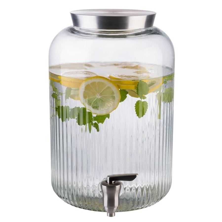 Distributeur de boissons en verre avec robinet en acier inoxydable