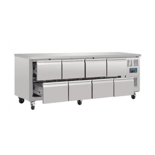  Polar Ventilated Refrigerated GN Workbench with 8 drawers 
