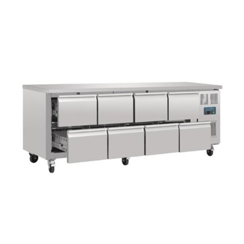  Polar Ventilated Refrigerated GN Workbench with 8 Drawers 