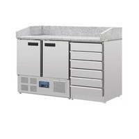 Établi à pizza | Plateau en marbre et tiroirs à pâte | 257L