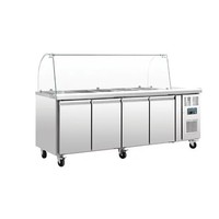 Saladette réfrigérée GN | Vitrine en verre incluse | 4 portes