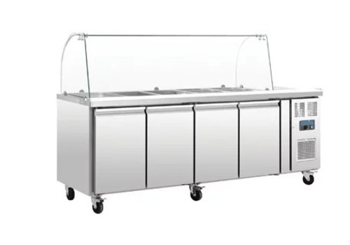  Polar GN Refrigerated Saladette | Including Glass Display Case | 4-door 