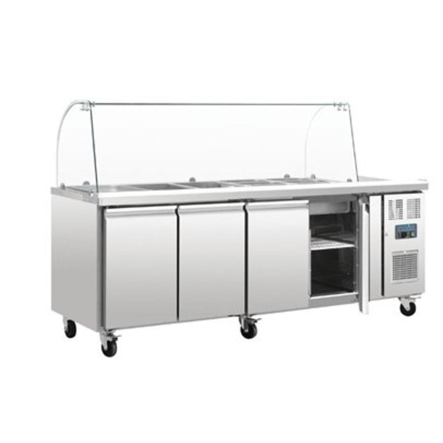 GN Refrigerated Saladette | Including Glass Design Showcase | 4-door
