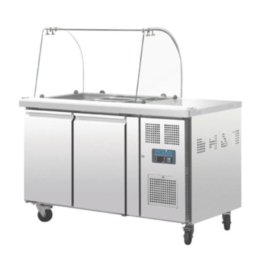 Refrigerated Saladette with Glass Countertop Display 2-door