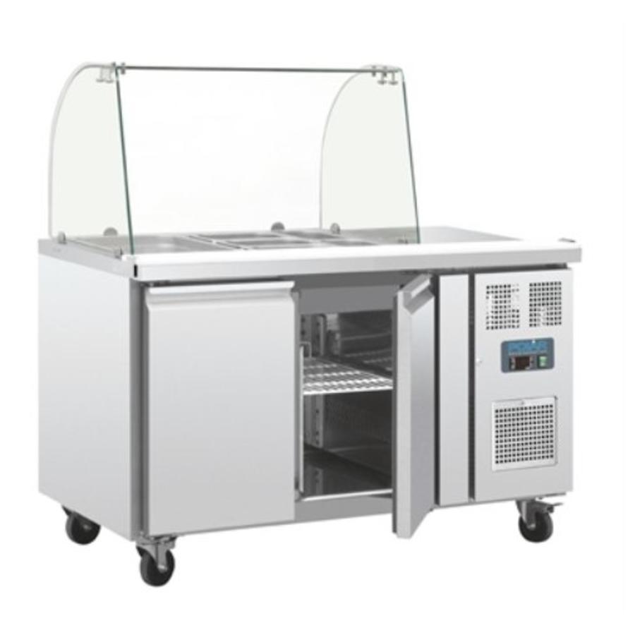 Refrigerated Saladette with Glass Countertop Display 2-door