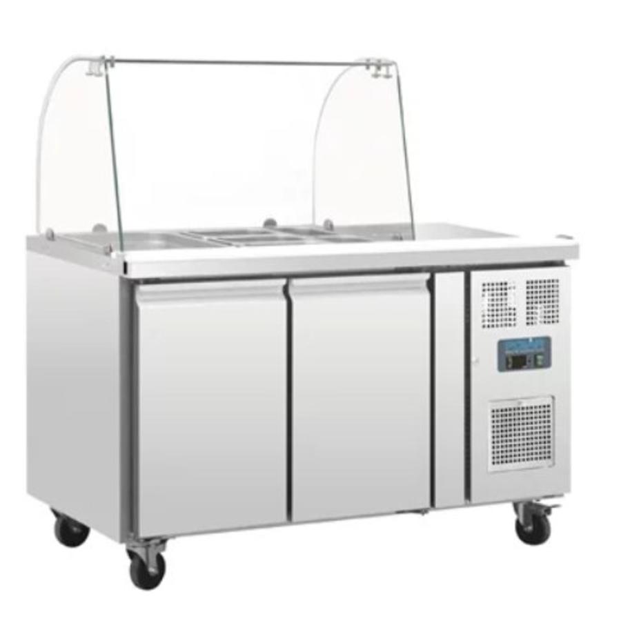 Refrigerated Saladette with Glass Countertop Display 2-door