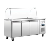 Saladette froide | Vitrine en verre incluse | 3 portes