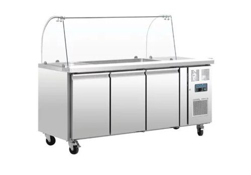  Polar Saladette froide | Vitrine en verre incluse | 3 portes 