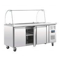 Saladette froide | Vitrine en verre incluse | 3 portes