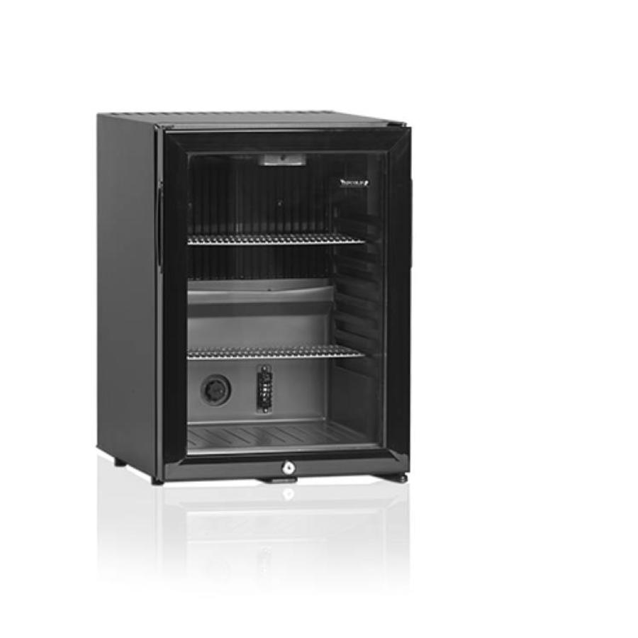 Petit réfrigérateur noir avec porte vitrée | 42 litres