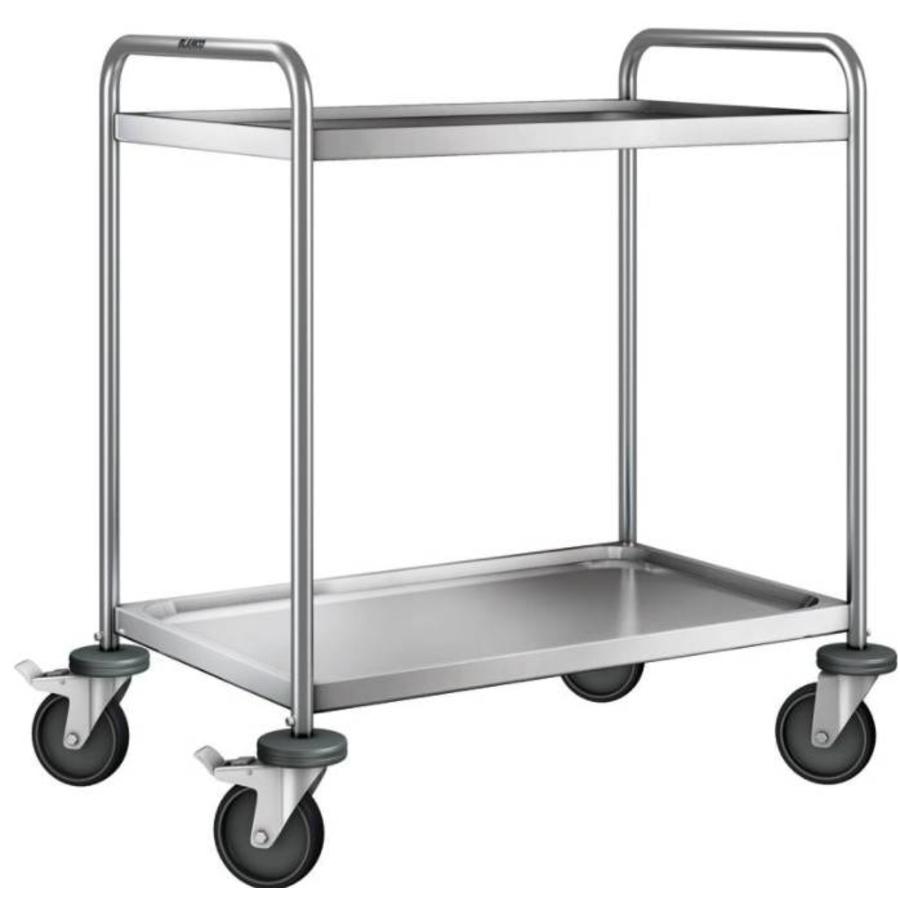 Chariot de service en acier inoxydable | 2 étagères | 90x60x95 cm