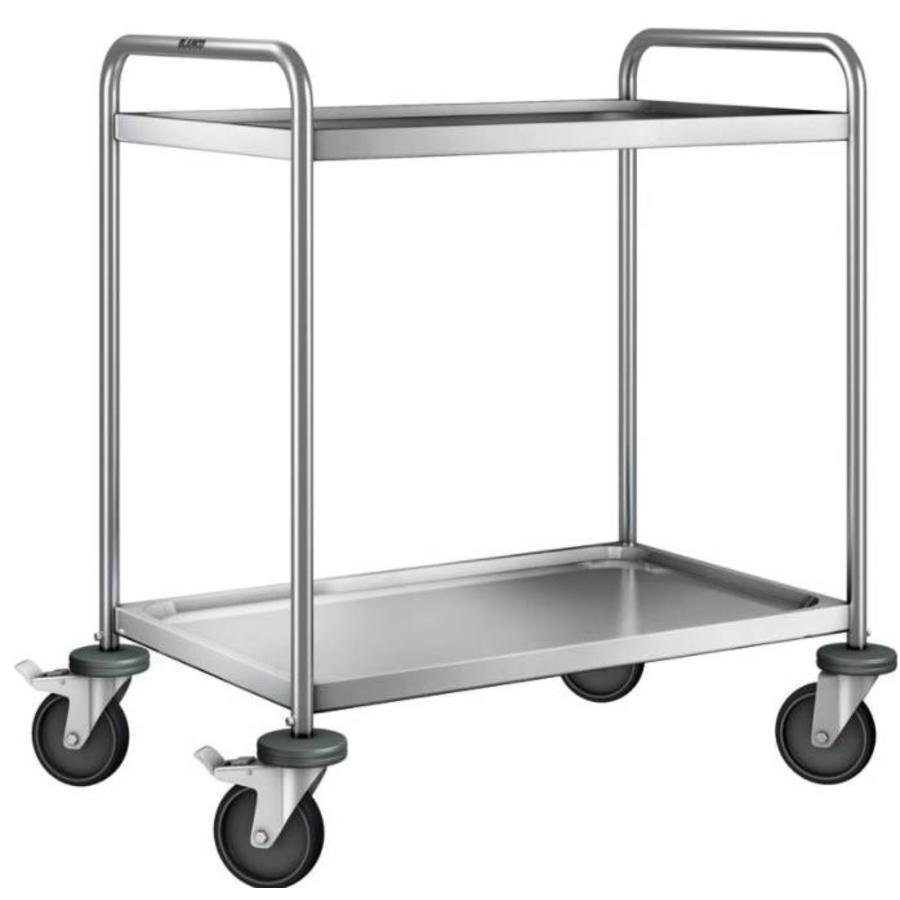 Stainless steel serving trolley | 2 plateaus | 90x60x95 cm