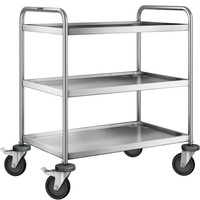 Chariot de service en acier inoxydable | 3 étagères | 90x60x95 cm