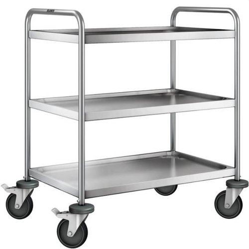  B.PRO Chariot de service en acier inoxydable | 3 étagères | 90x60x95 cm 
