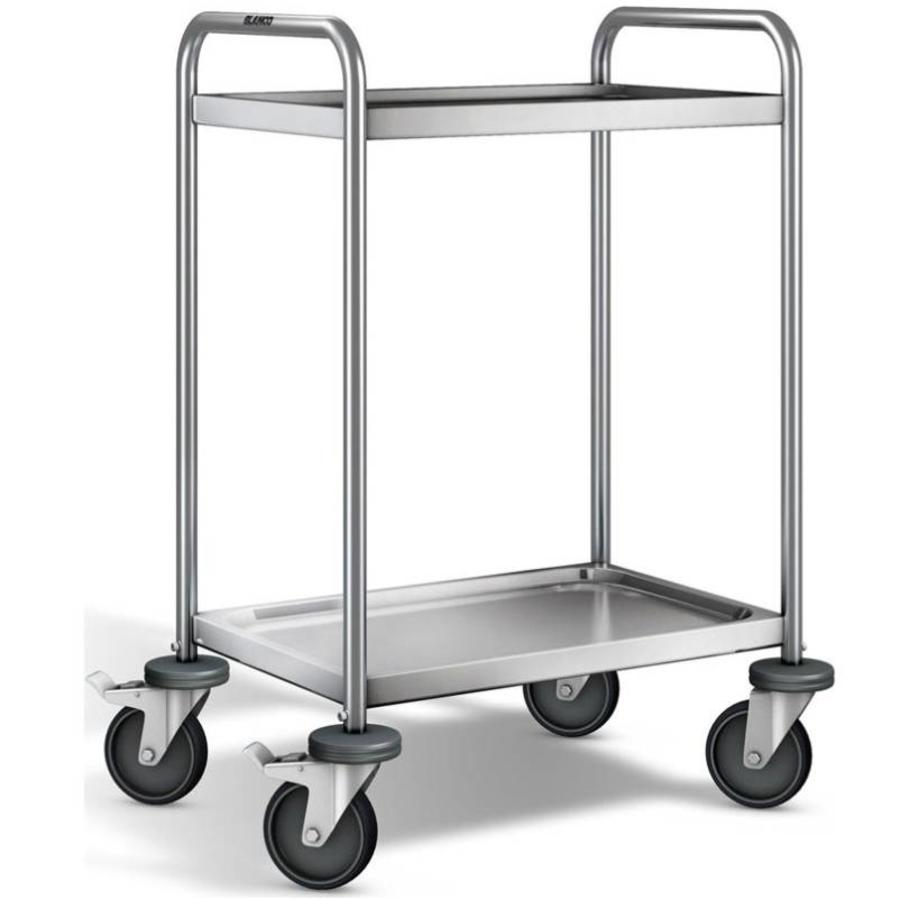 Chariot de service en acier inoxydable | 2 étagères | 70x50x95 cm