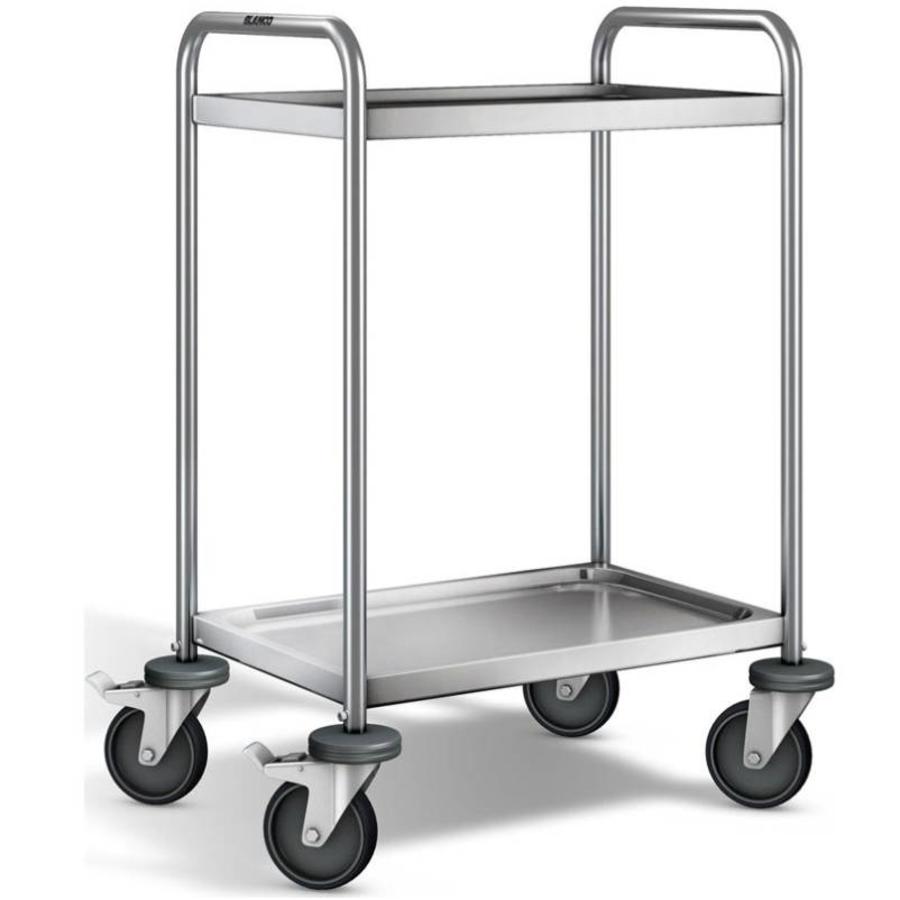 Stainless steel serving trolley | 2 plateaus | 70x50x95 cm