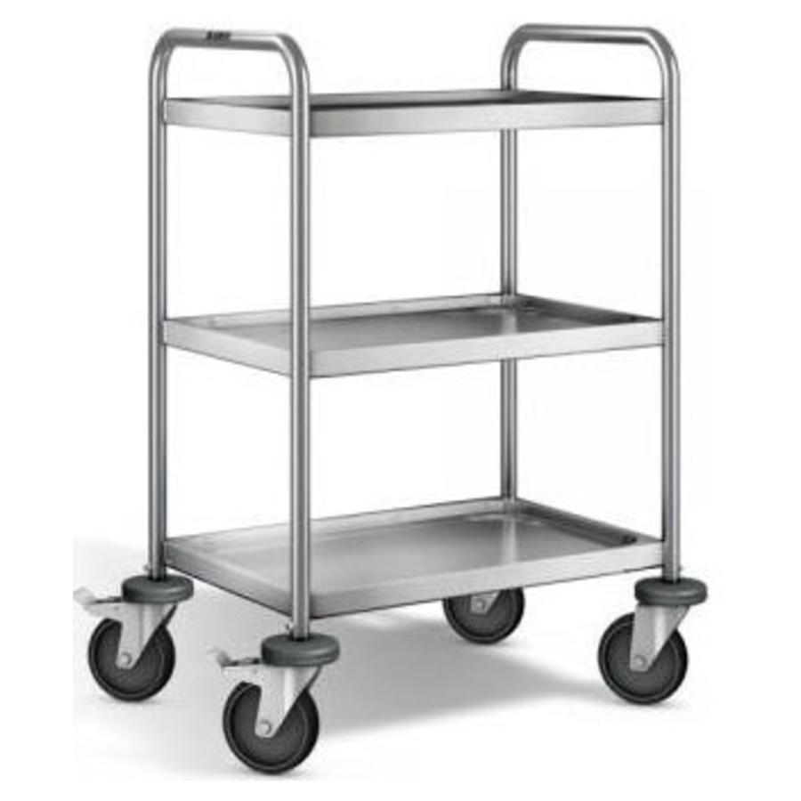 Stainless steel serving trolley | 3 plateaus | 70x50x95 cm