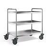 B.PRO Chariot de service en acier inoxydable | 3 étagères | 100x65x95 cm