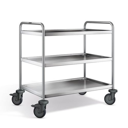  B.PRO Chariot de service en acier inoxydable | 3 étagères | 100x65x95 cm 