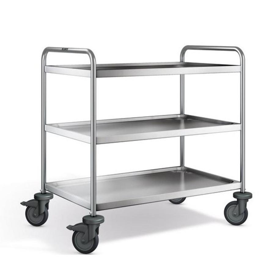 Chariot de service en acier inoxydable | 3 étagères | 100x65x95 cm